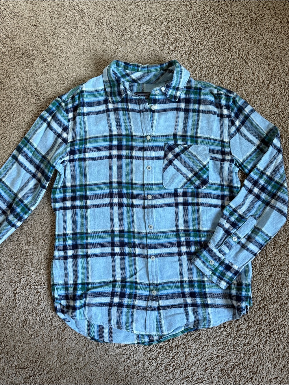 Vineyard Vines Blue Plaid Button-Up Shirt - Women’s Classic Flannel